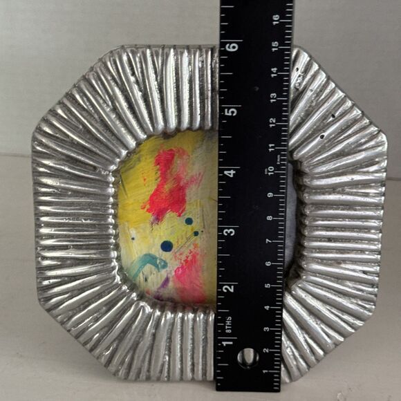 Beautiful Mexican Pewter Frame A Work Of Art To Showcase Your Art Opening 3”x3” - Picture 7 of 8